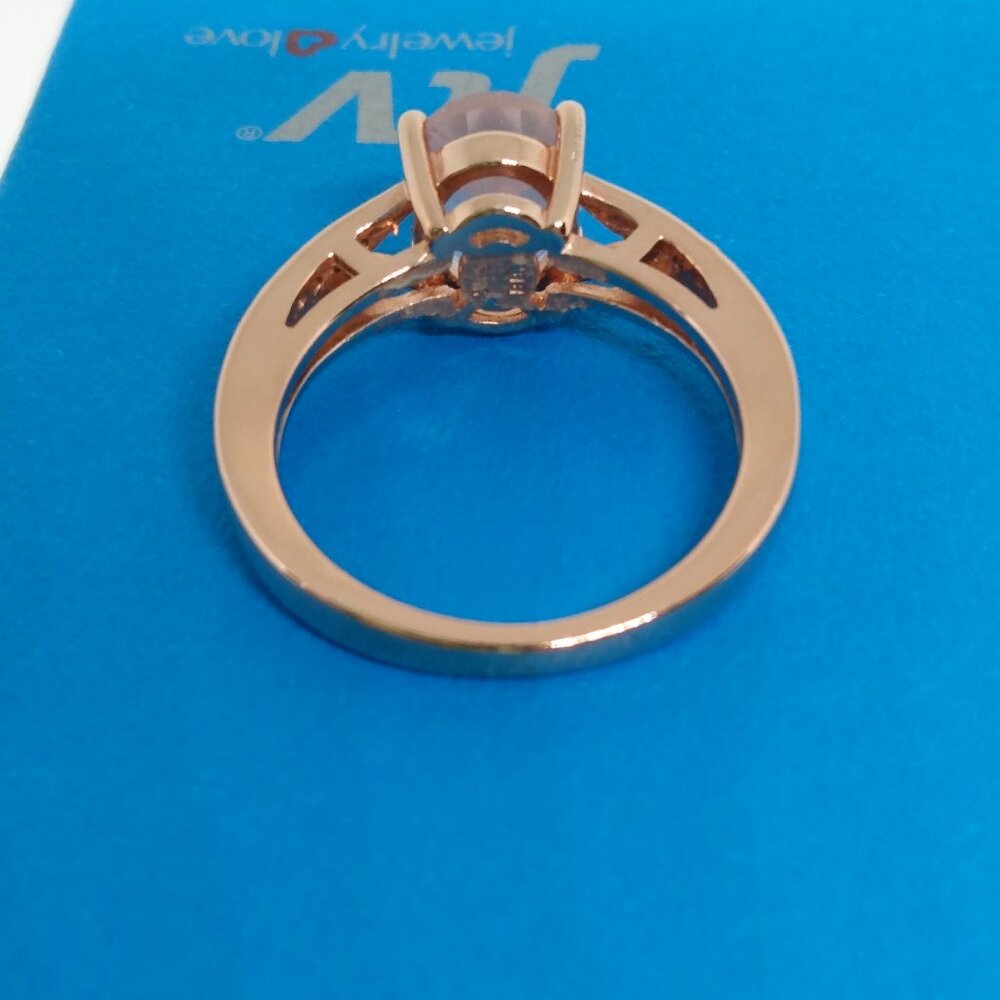 Genuine rose quartz ring in rose gold - Picture 7 of 7